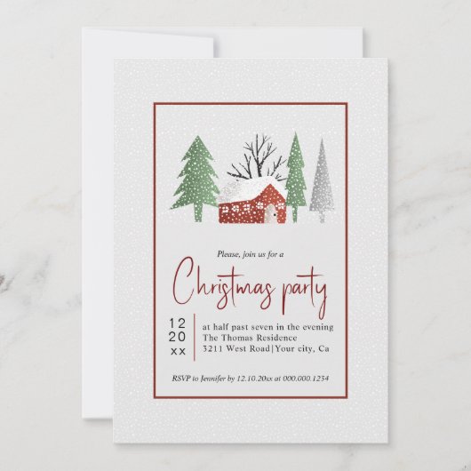 Winterlandschap met bomen en sneeuw Kerstfeest Kaart (Voorkant)