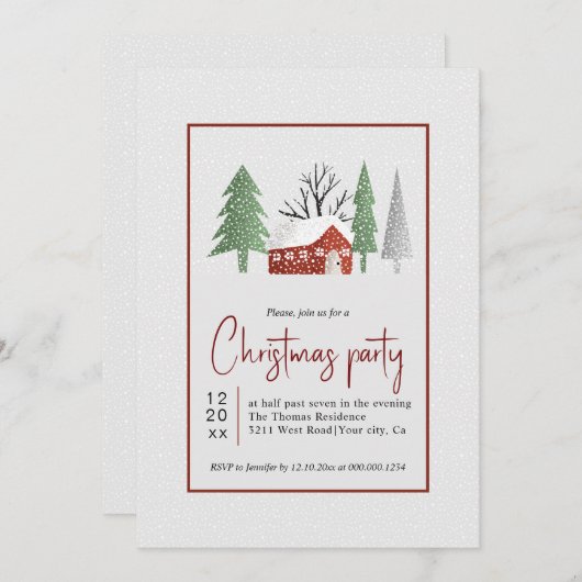 Winterlandschap met bomen en sneeuw Kerstfeest Kaart (Voorkant / Achterkant)