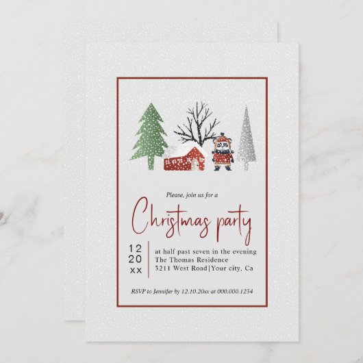 Winterlandschap met bomen en sneeuw Kerstfeest Kaart (Voorkant / Achterkant)