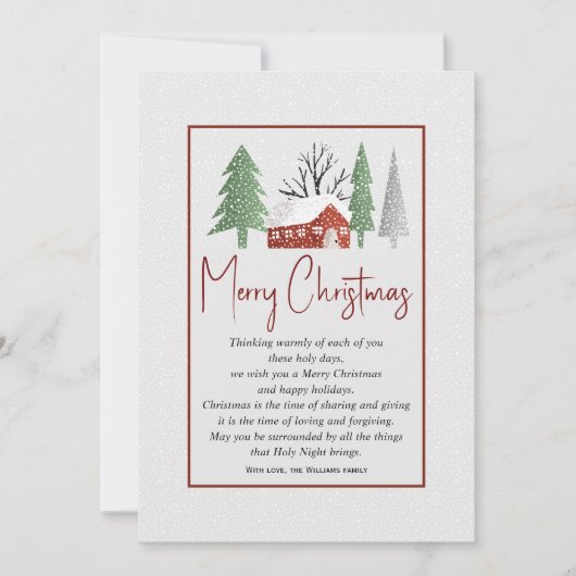 Winterlandschap met bomen en sneeuw Kerstmis Feestdagenkaart (Voorkant)