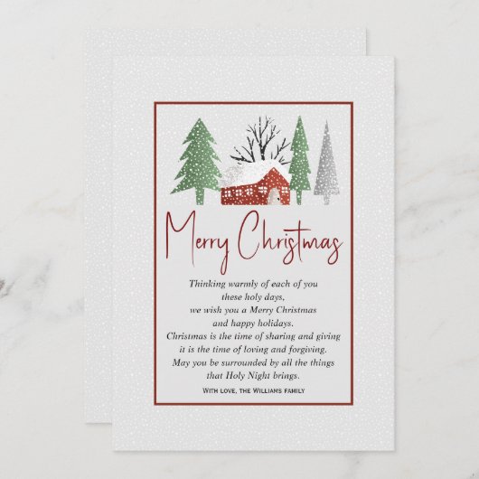 Winterlandschap met bomen en sneeuw Kerstmis Feestdagenkaart (Voorkant / Achterkant)