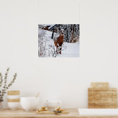 Winterlandschap met deer Value-Poster papier Poster (Keuken)