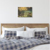 Winterlandschap met dorpelingen die hout verzamele canvas afdruk (Insitu (Slaapkamer))