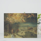 Winterlandschap met dorpelingen die hout verzamele kaart (Staand voorkant)