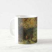 Winterlandschap met dorpelingen die hout verzamele koffiemok (Voorkant links)