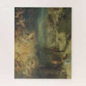 Winterlandschap met dorpelingen die hout verzamele legpuzzel (Verticaal)