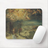 Winterlandschap met dorpelingen die hout verzamele muismat (Met muis)