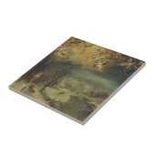 Winterlandschap met dorpelingen die hout verzamele tegeltje (Zijkant)