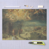 Winterlandschap met dorpelingen die hout verzamele tissuepapier (Craft)