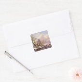 Winterlandschap met een kasteel vierkante sticker (Envelop)