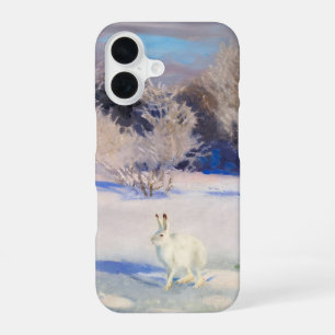 Winterlandschap met een witte haas door B. Liljefo iPhone 16 Hoesje