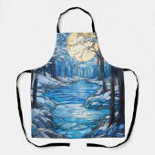 winterlandschap met gebrandschilderd glas schort (Voorkant)