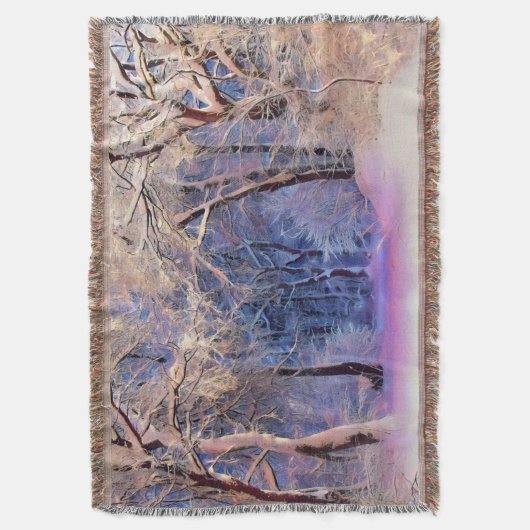 Winterlandschap met gesneeuwde bomen waterverf deken (Voorkant Verticaal)