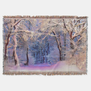 Winterlandschap met gesneeuwde bomen waterverf deken