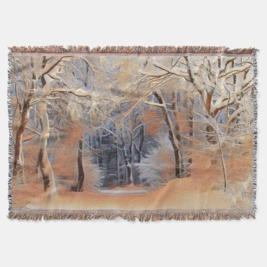 Winterlandschap met gesneeuwde bomen waterverf deken (Voorkant)