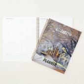 Winterlandschap met gesneeuwde bomen waterverf planner (Display)