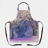 Winterlandschap met gesneeuwde bomen waterverf schort (Voorkant)