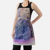 Winterlandschap met gesneeuwde bomen waterverf schort (Insitu)