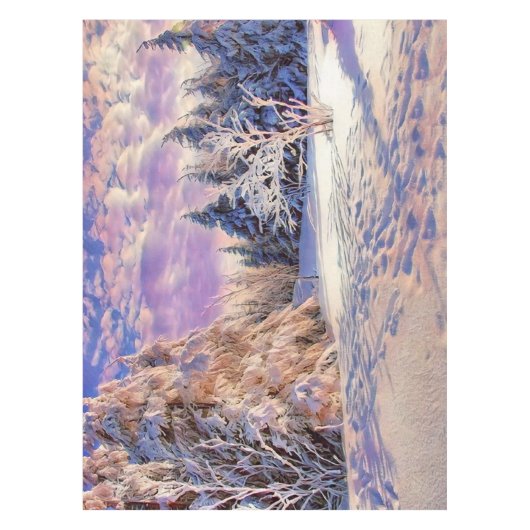 Winterlandschap met gesneeuwde bomen waterverf tafelkleed (Voorkant)