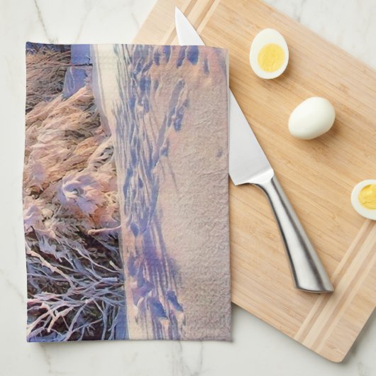 Winterlandschap met gesneeuwde bomen waterverf theedoek (Quarter Fold)