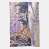 Winterlandschap met gesneeuwde bomen waterverf theedoek (Verticaal)