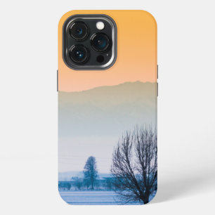 Winterlandschap met gouden lucht iPhone 13 pro hoesje