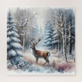 Winterlandschap met herten legpuzzel