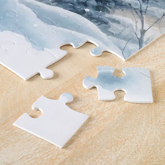 Winterlandschap met herten legpuzzel (Zijkant)