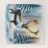 Winterlandschap met herten legpuzzel (Horizontaal)