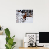 Winterlandschap met herten Poster Papier (Thuiskantoor)