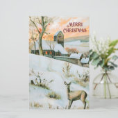  winterlandschap met hertenkerstkaart (Staand voorkant)