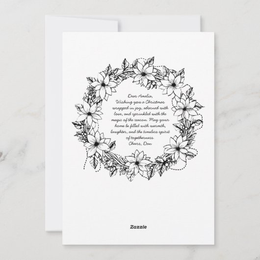 Winterlandschap met huisje Kerst Kunst Kleurboek Feestdagenkaart (Achterkant)