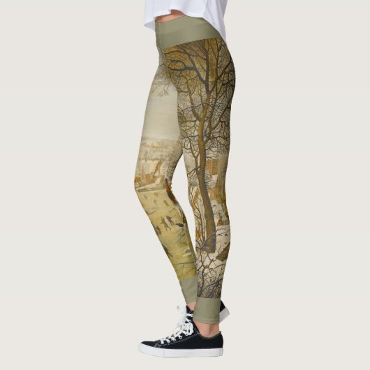 Winterlandschap met ijsboeren en vogeltrap leggings (Links)