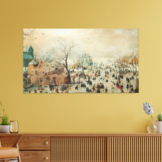 Winterlandschap met ijsboerengevels, Hendrick Aver Canvas Afdruk (Insitu (Woonkamer))