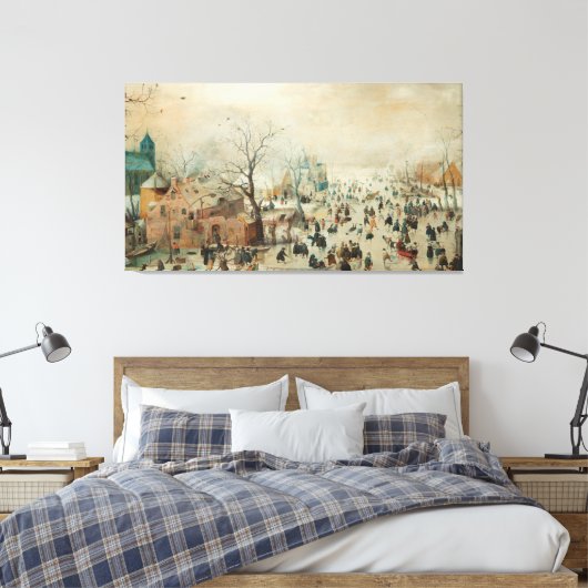 Winterlandschap met ijsboerengevels, Hendrick Aver Canvas Afdruk (Insitu (Slaapkamer))