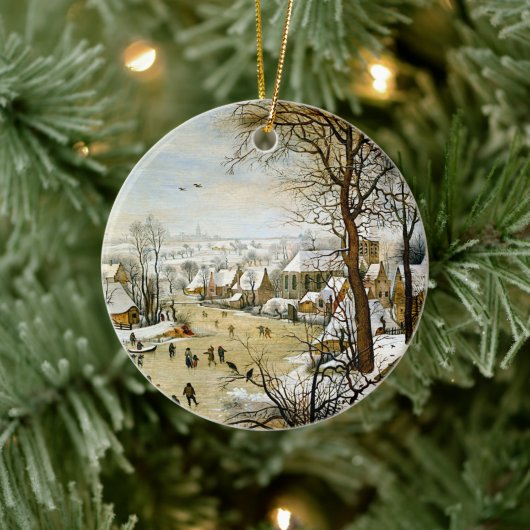 Winterlandschap met ijsboers, kerstboom keramisch ornament (Boom)