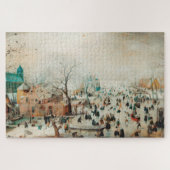 Winterlandschap met ijsschaatsers legpuzzel (Horizontaal)