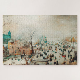 Winterlandschap met ijsschaatsers legpuzzel