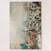 Winterlandschap met ijsschaatsers legpuzzel (Verticaal)