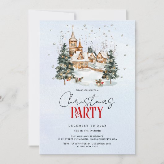 Winterlandschap met kerstbomen vakantiefeest kaart (Voorkant)