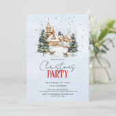 Winterlandschap met kerstbomen vakantiefeest kaart (Staand voorkant)