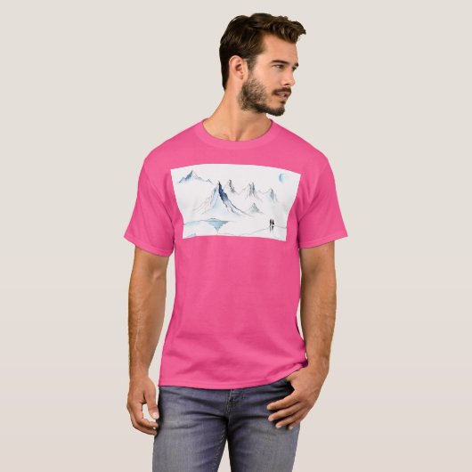 Winterlandschap met lange bergen t-shirt (Voorkant volledig)