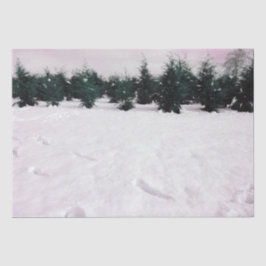 Winterlandschap met larven in de sneeuw tissuepapier