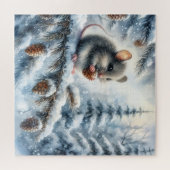 Winterlandschap met muis legpuzzel (Horizontaal)