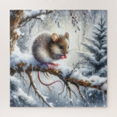 Winterlandschap met muis legpuzzel (Verticaal)