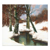 Winterlandschap met opkomende maan foto afdruk (Voorkant)
