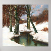 Winterlandschap met opkomende maan poster (Voorkant)
