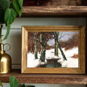 Winterlandschap met opkomende maan poster