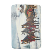 Winterlandschap met paarden en hut badmat (Voorkant Verticaal)
