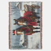 Winterlandschap met paarden en hut deken (Voorkant Verticaal)